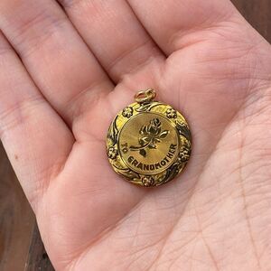 Vintage 925 Sterling Silver Gold Filled "To Grandmother" Rose Bracelet Charm